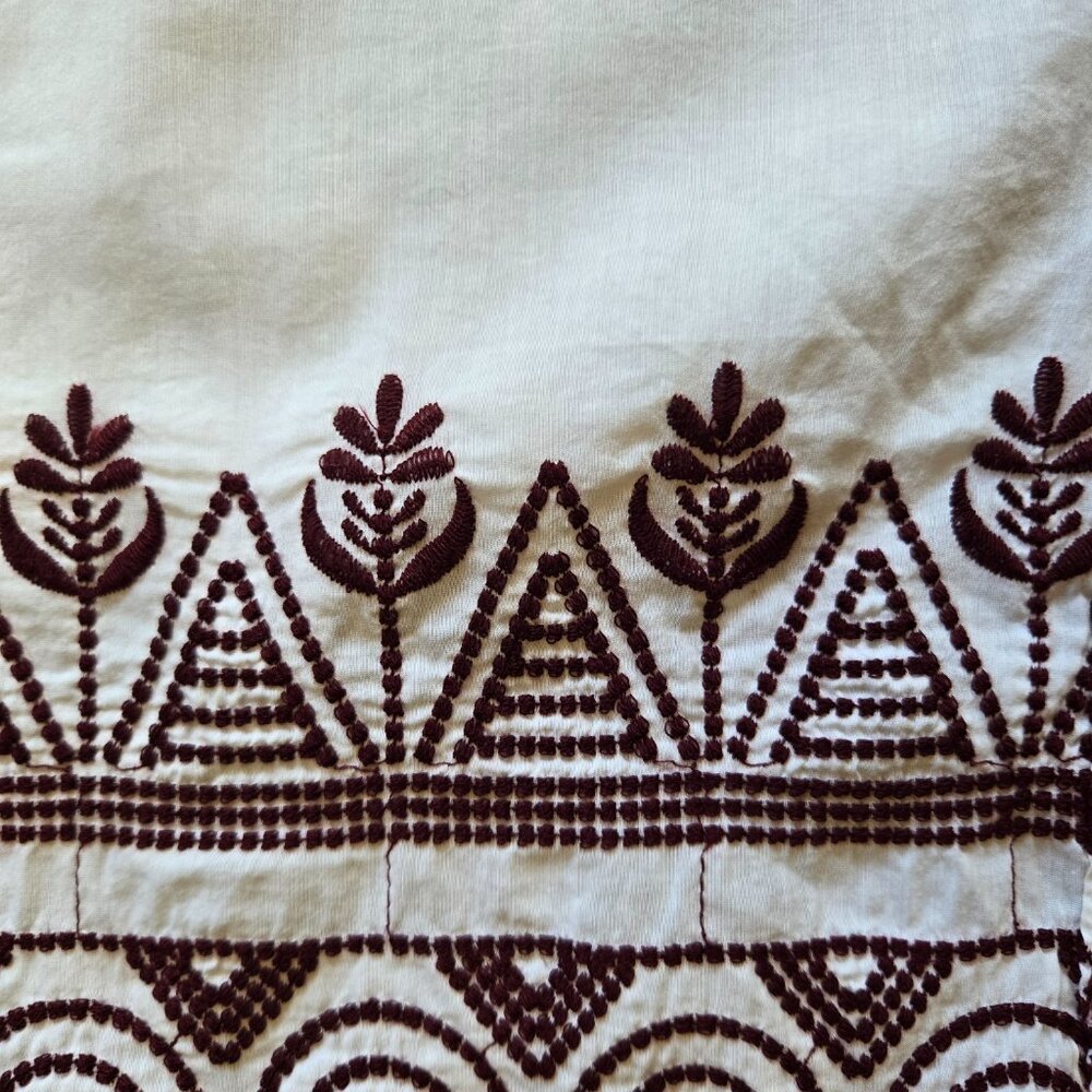 NWT Club Monaco Rasa Embroidered Scarf Cotton Silk Wildberry - Picture 8 of 12